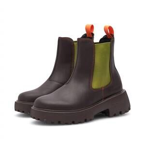 NEW WODEN women's aya waterproof chelsea boot in chocolate/bambus green